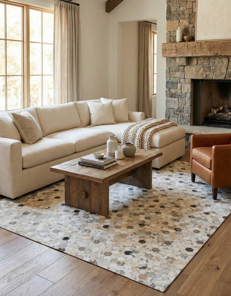 Detail image of 5' x 8' Cowhide Stocks Rug