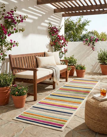Beige Easy-Clean Aruba Indoor / Outdoor Runner Rug