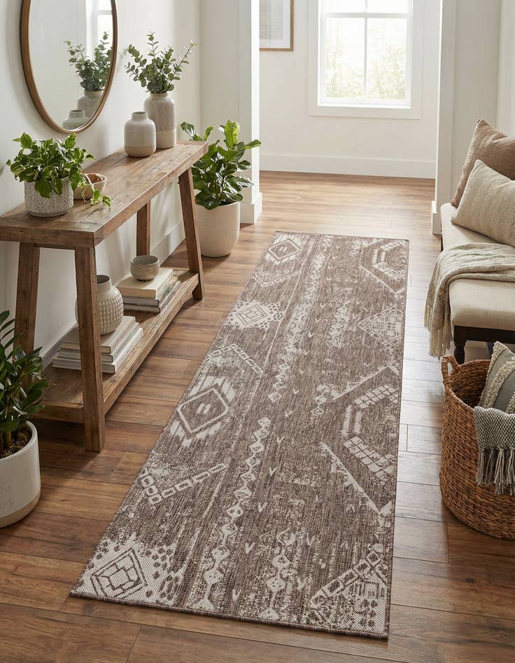 Detail image of 2' 7 x 12' Easy-Clean Bohemian Indoor / Outdoor Runner Rug