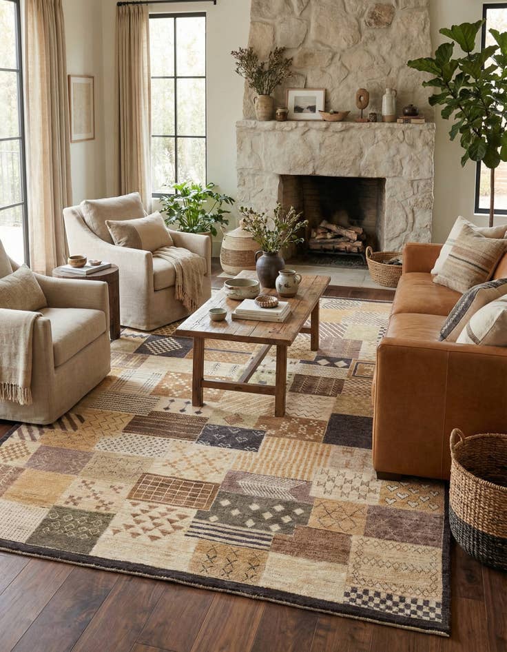 Detail image of 5' 7 x 7' 5  Hand Knotted Modern Ziegler Rug