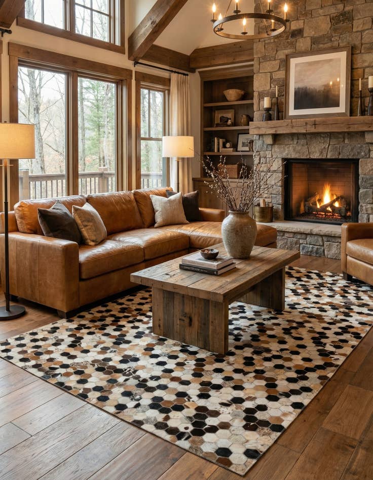 Detail image of  5' x 7' 11 Cowhide - Patchwork Rug