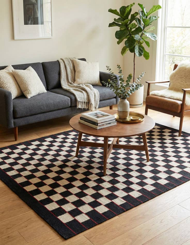 Detail image of 4' 5 x 5' 10  Hand Woven Kilim Modern Wool Rug