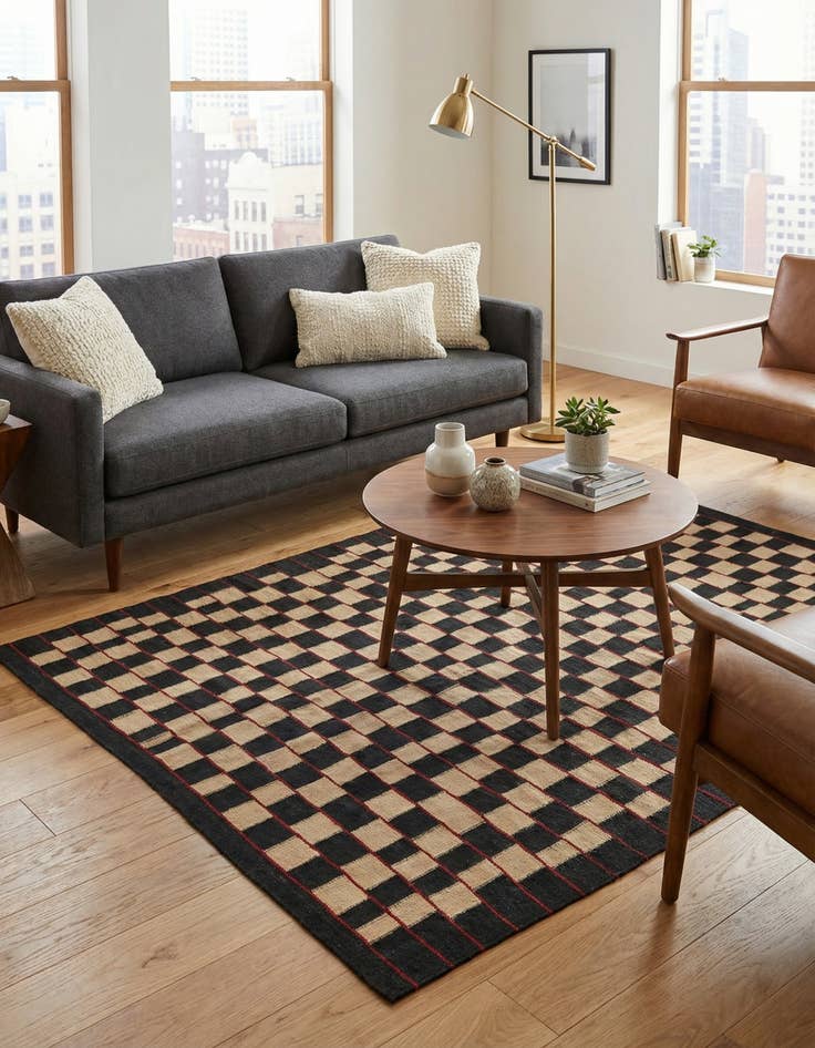 Detail image of 5' 1 x 6' 2  Hand Woven Kilim Modern Wool Rug