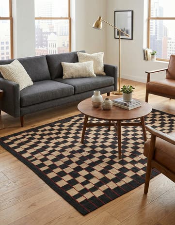 5' 1 x 6' 2 Hand Woven Kilim Modern Wool Rug
