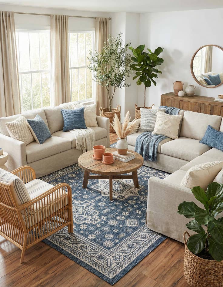 Detail image of 9' x 12'  Washable Aztec Indoor / Outdoor Rug