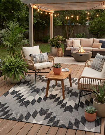 7' 10 x 7' 10 Easy-Clean Modern Indoor / Outdoor Square Rug