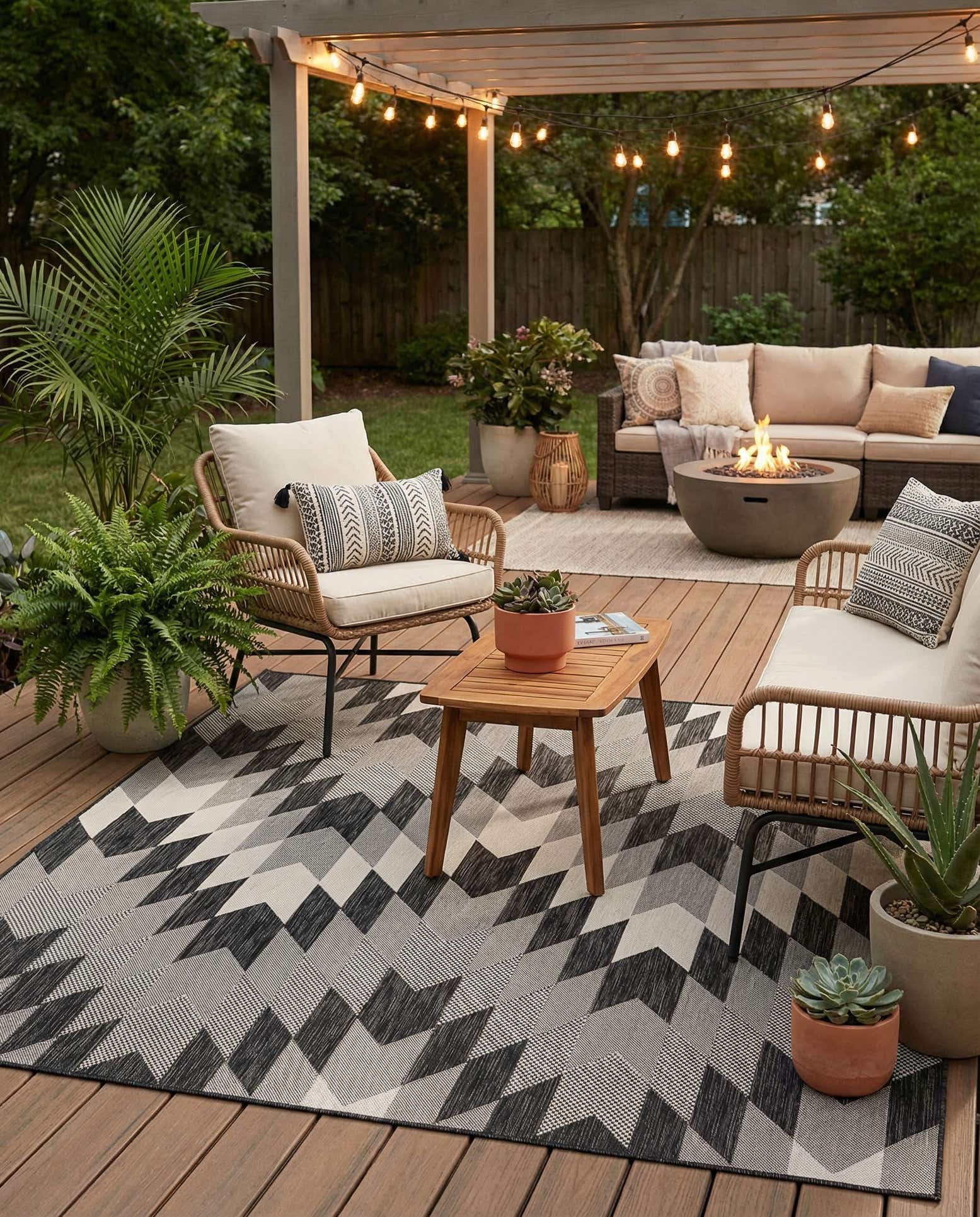 7' 10 x 7' 10 Easy-Clean Modern Indoor / Outdoor Square Rug