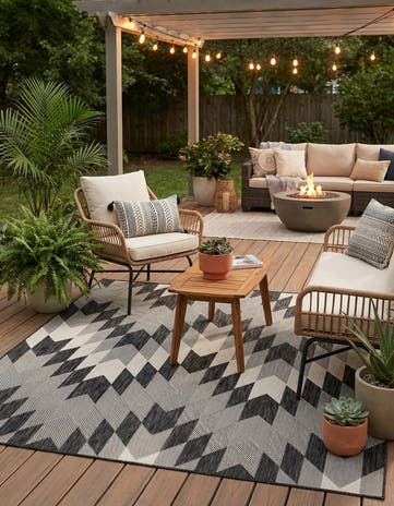 7' 10 x 7' 10 Easy-Clean Modern Indoor / Outdoor Square Rug