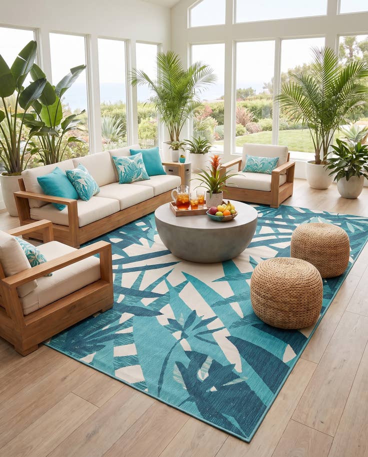 Detail image of 10' x 14' 2 Easy-Clean Botanical Indoor / Outdoor Rug