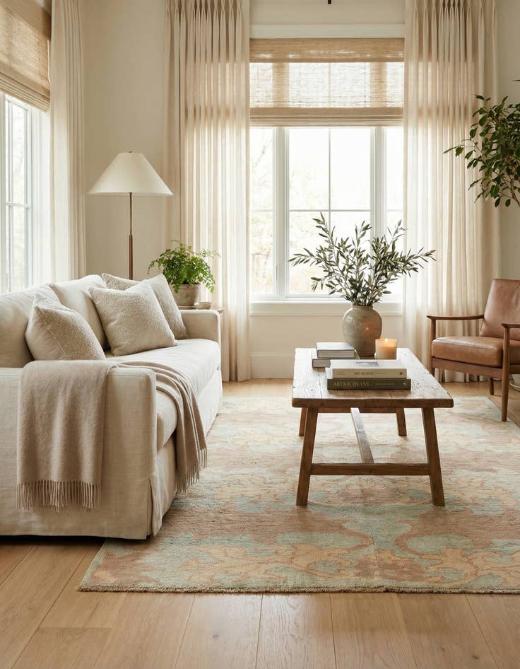 Detail image of 4' 10 x 6' 7  Hand Knotted Oushak Wool Rug