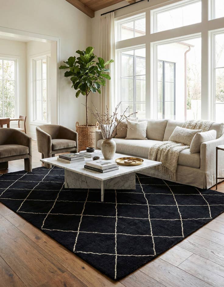 Detail image of 5' 7 x 8'  Hand Knotted Moroccan Wool Rug