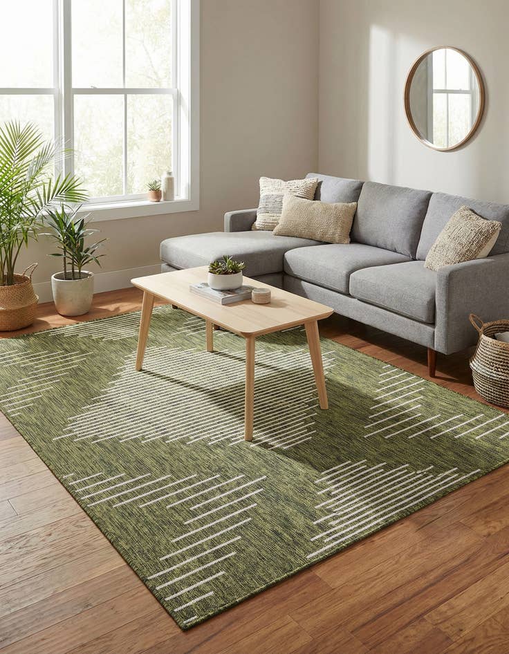 Detail image of  5' 3 x 8'  Washable Modern Indoor / Outdoor Rug