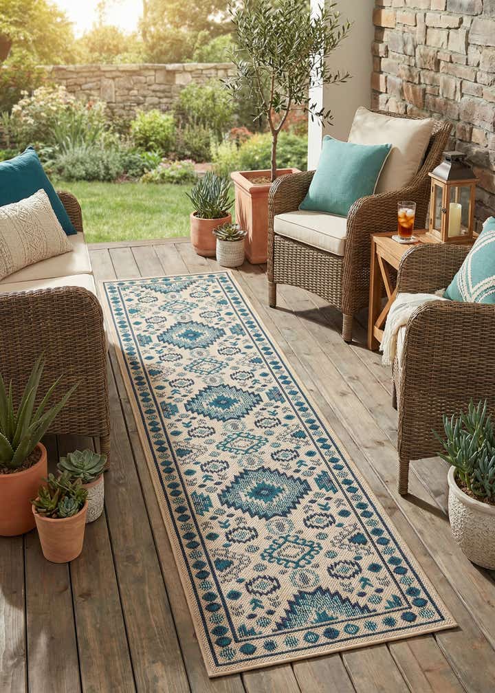 2' 7 x 12' Easy-Clean Baja Indoor / Outdoor Runner Rug