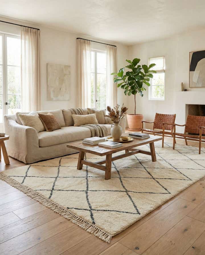 7' 2 x 11' 5 Hand Knotted Moroccan Wool Rug
