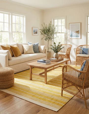 Sunshine Yellow Hand Woven Lariat Rug