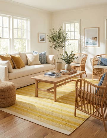 Sunshine Yellow Hand Woven Lariat Rug
