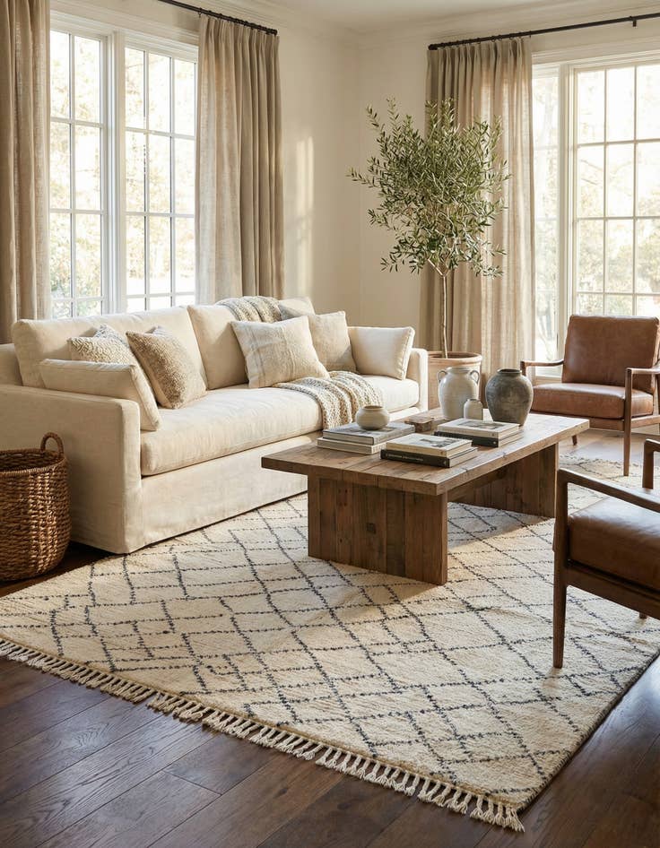 Detail image of  8' x 10' 3  Hand Knotted Moroccan Wool Rug