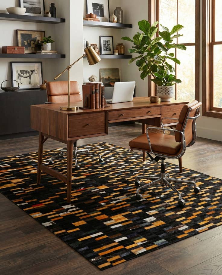 Detail image of 5' 1 x 7' 11 Cowhide - Patchwork Rug