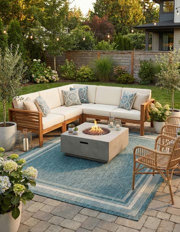 10' x 10' Easy-Clean Border Indoor / Outdoor Square Rug