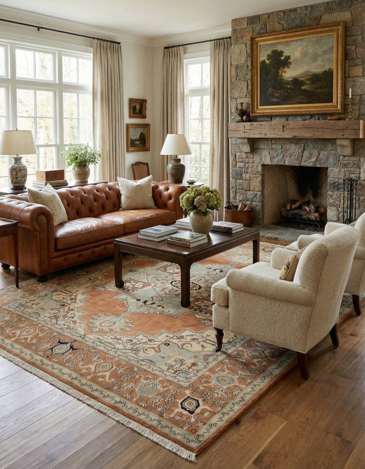 Detail image of  8' 2 x 10'  Hand Knotted Indo Tabriz Wool Rug