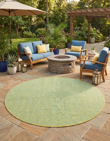 10' 8 x 10' 8 Easy-Clean Jill Zarin Costa Rica Indoor / Outdoor Round Rug