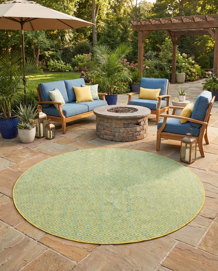 Detail image of 10' 8 x 10' 8 Easy-Clean Jill Zarin Costa Rica Indoor / Outdoor Round Rug