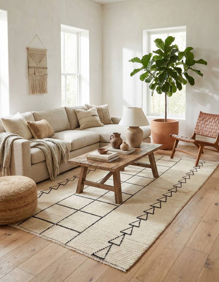 Detail image of 5' 7 x 7' 6  Hand Knotted Moroccan Wool Rug