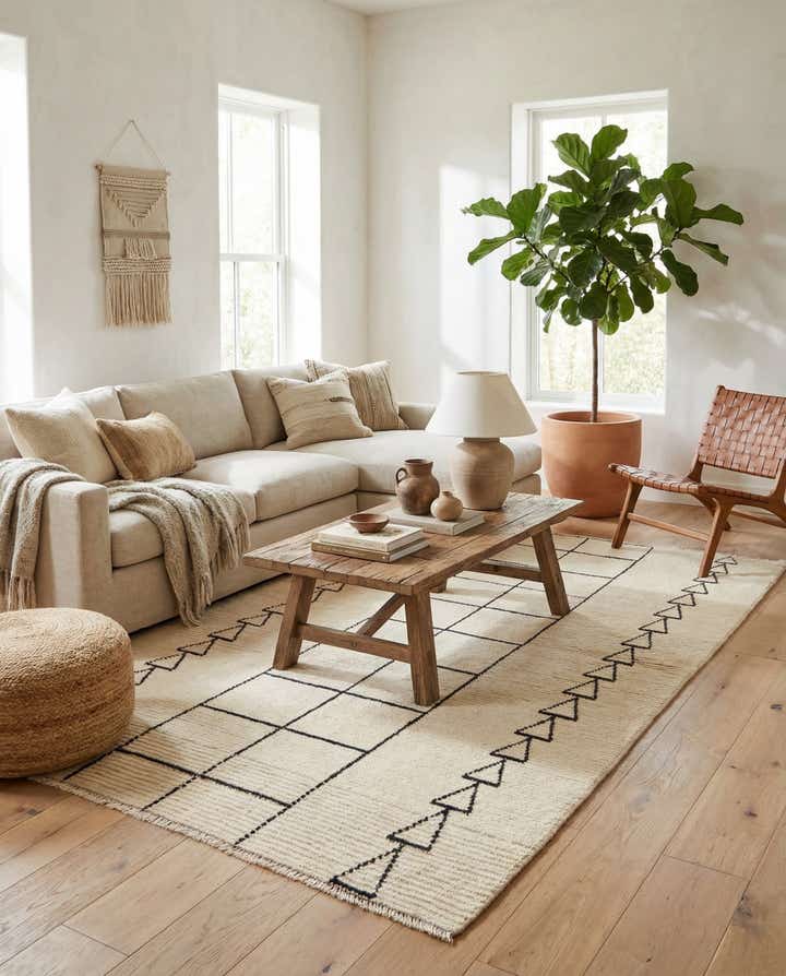 5' 7 x 7' 6 Hand Knotted Moroccan Wool Rug