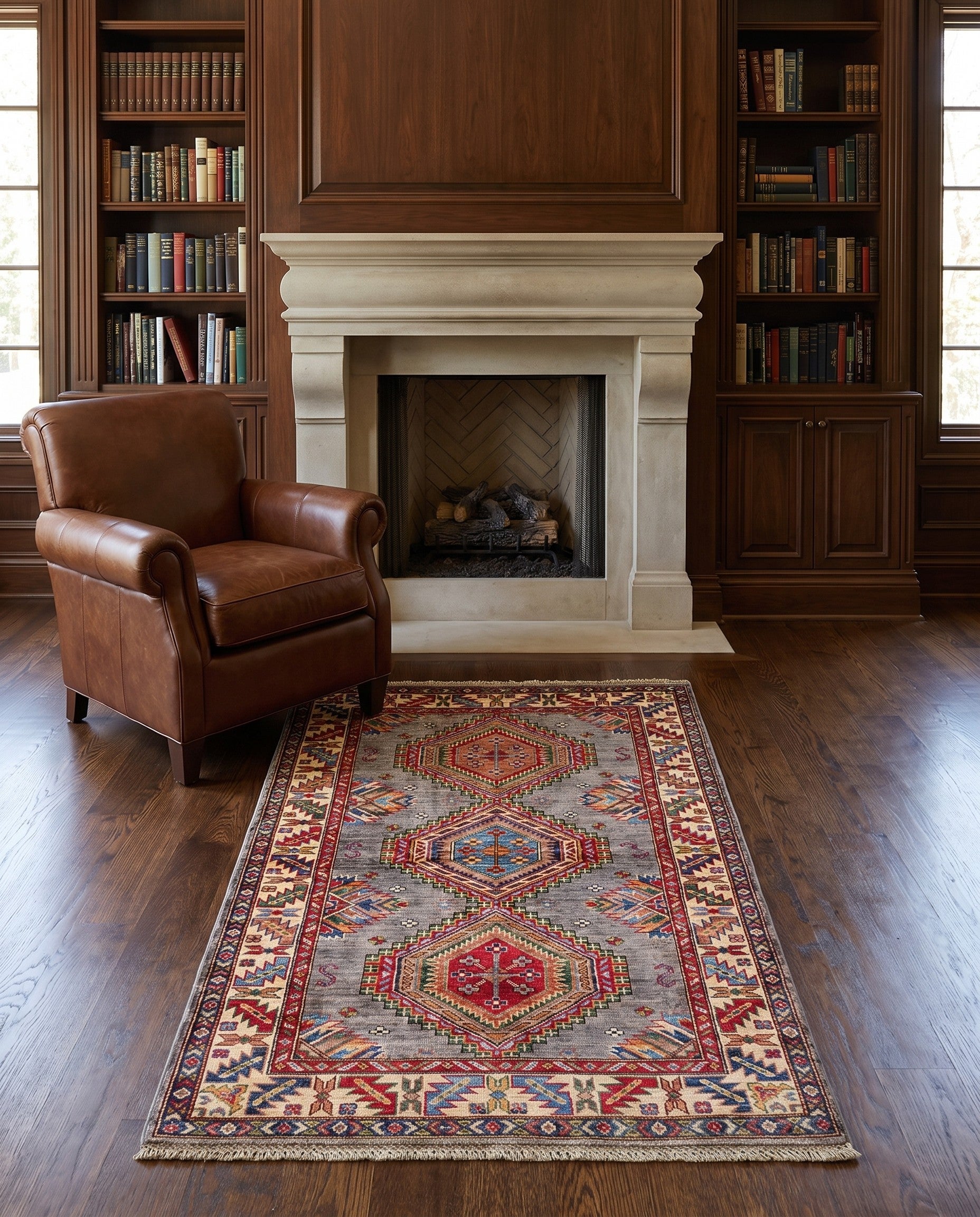 3' 5 x 5' 3 Hand Knotted Kazak Rug