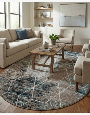 7' x 10' Trellis Frieze Oval Rug