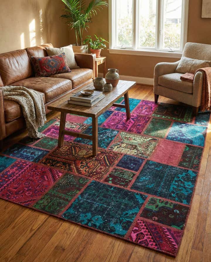 185cm x 225cm anudado a mano Ultra Vintage Alfombra Persa Lana