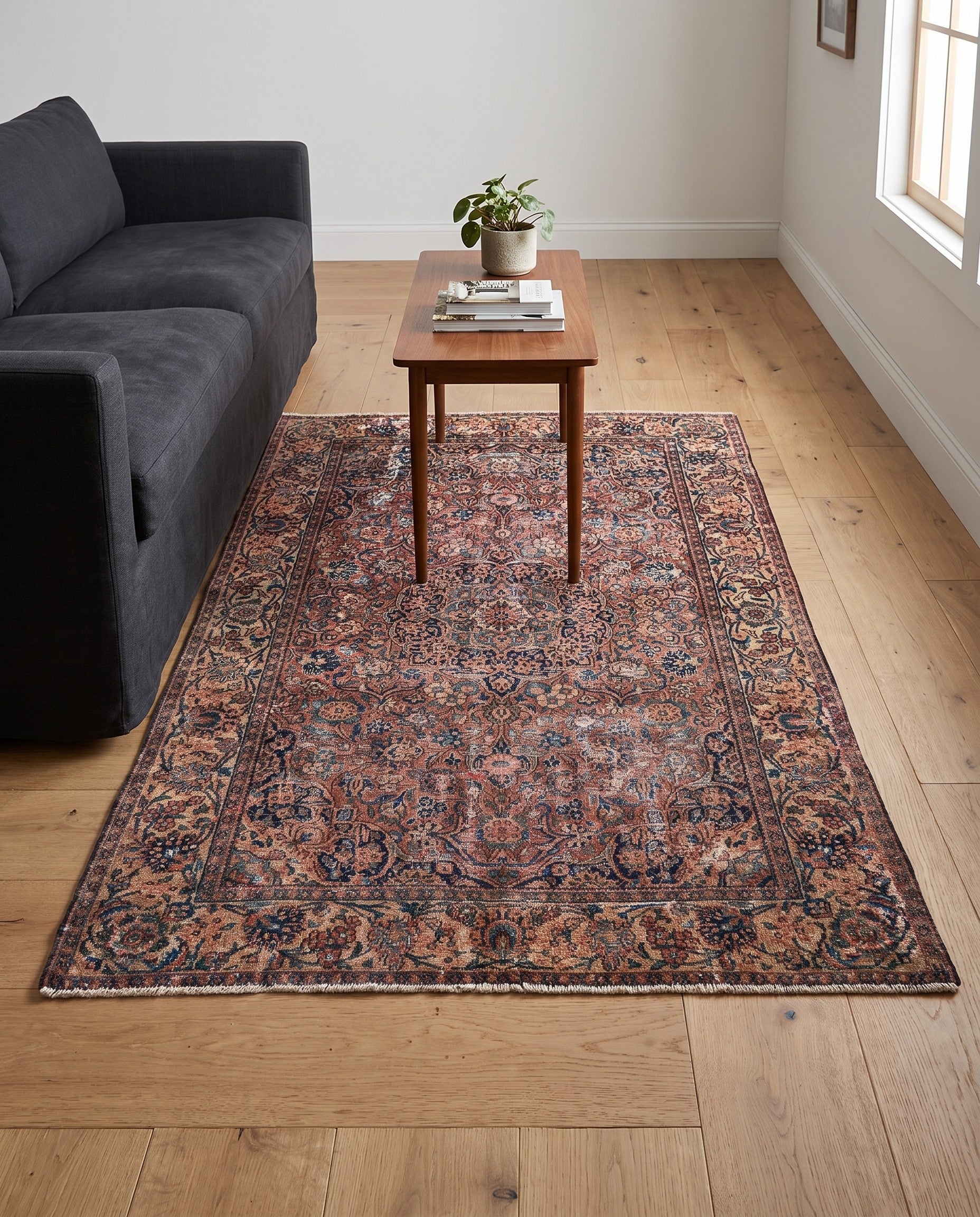 4' 3 x 6' 7 Hand Knotted Ultra Vintage Persian Wool Rug