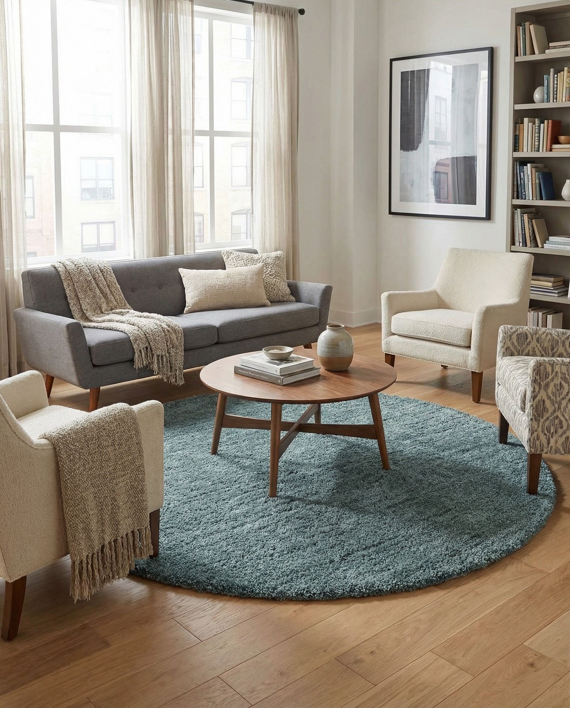 7' x 7' Jill Zarin Shaggy Chic Round Rug