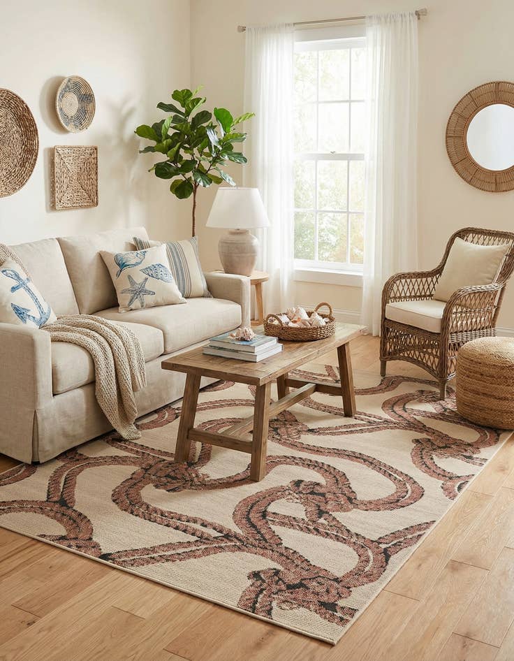 Detail image of 6' x 9'  Washable Coastal Indoor / Outdoor Rug