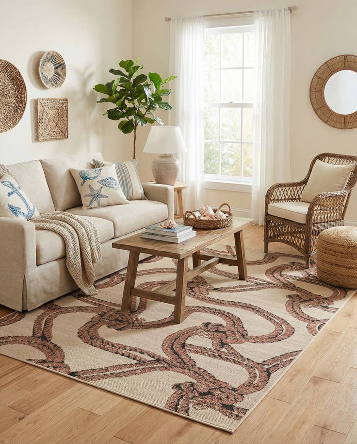 Detail image of 6' x 9' Easy-Clean Coastal Indoor / Outdoor Rug
