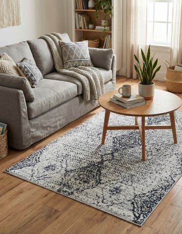 Black and White Kamala Washable Rug
