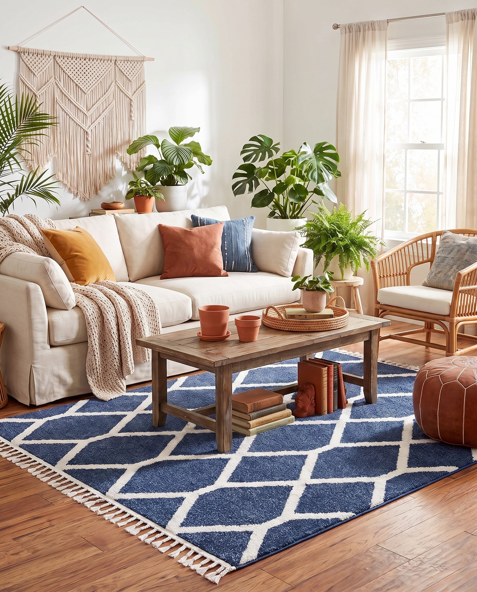 Blue Boho Square Rug