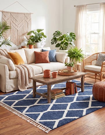 Blue Boho Square Rug