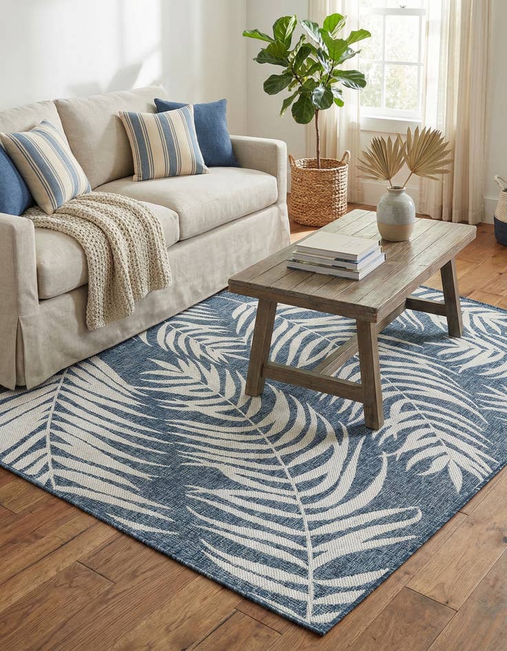 Detail image of 5' 3 x 7'  Washable Botanical Indoor / Outdoor Rug