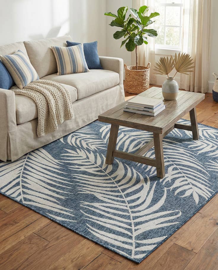 Detail image of 5' 3 x 7' Easy-Clean Botanical Indoor / Outdoor Rug