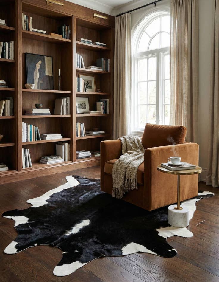 Detail image of 6' 4 x 6' 8 Cowhide Leather Square Rug