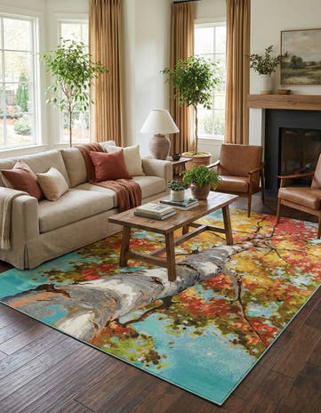 9' x 12' Easy-Clean Botanical Indoor / Outdoor Rug