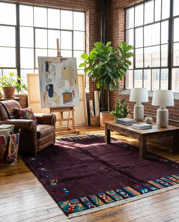 Detail image of 5' 8 x 7' 8 Hand Knotted Tibet Wool Rug