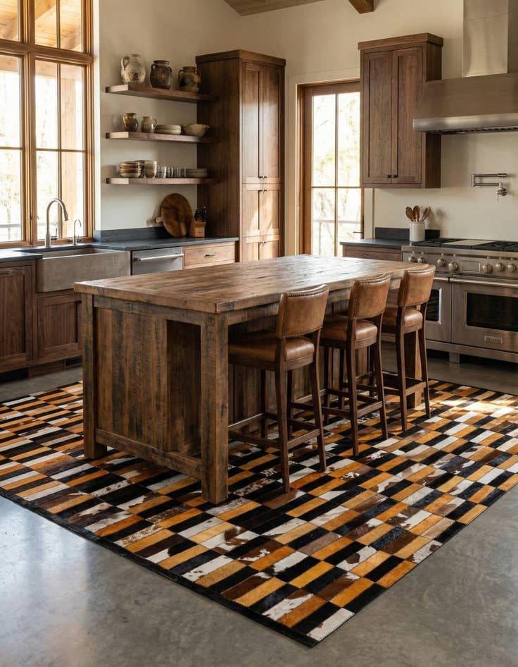 Detail image of 5' 2 x 8' 1 Cowhide - Patchwork Rug