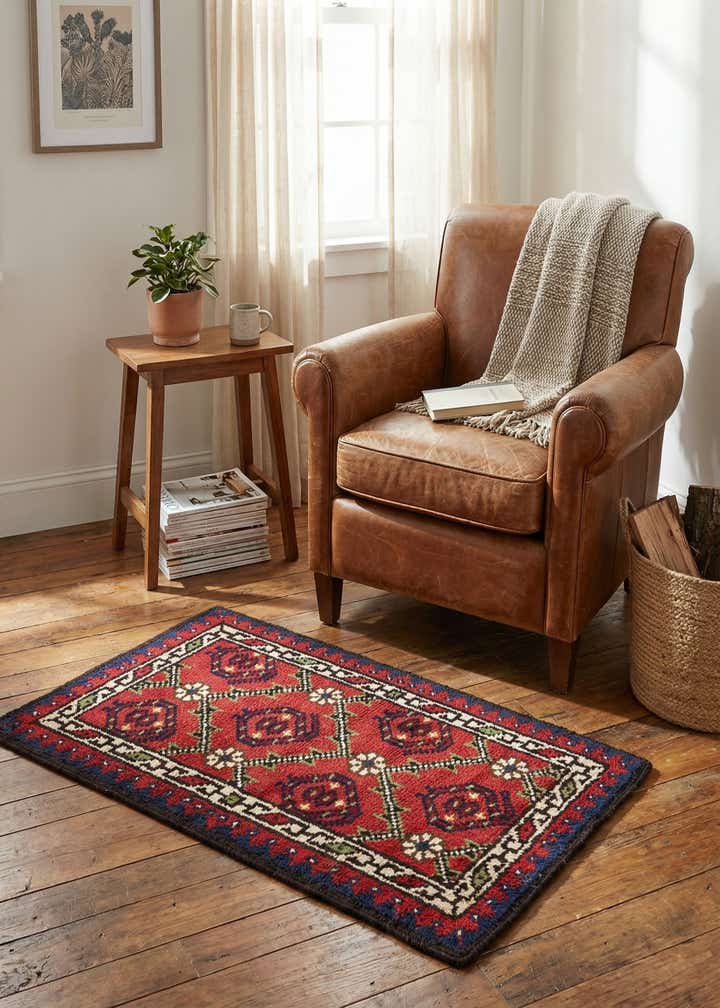 2' 4 x 4' 2 Hand Knotted Moroccan Wool Rug
