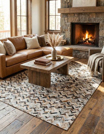 5' 3 x 7' 6 Cowhide Stocks Rug
