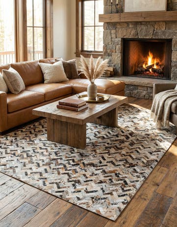 5' 3 x 7' 6 Cowhide Stocks Rug