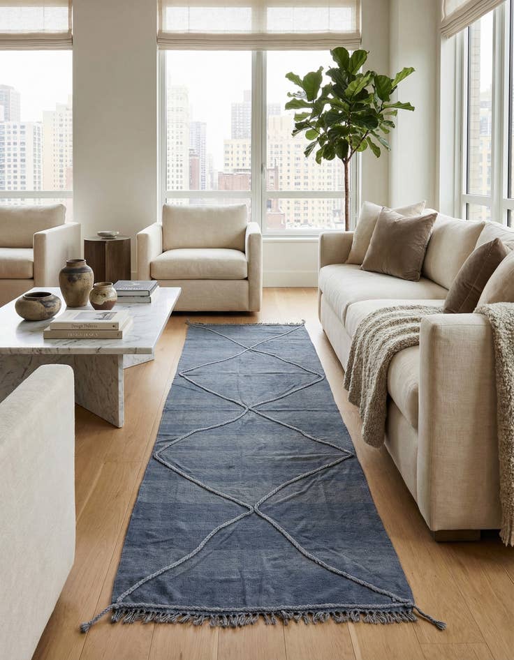 Detail image of 3' 7 x 11' 1  Hand Woven Kilim Modern Wool Runner Rug