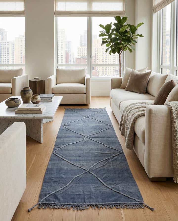 3' 7 x 11' 1 Hand Woven Kilim Modern Wool Runner Rug