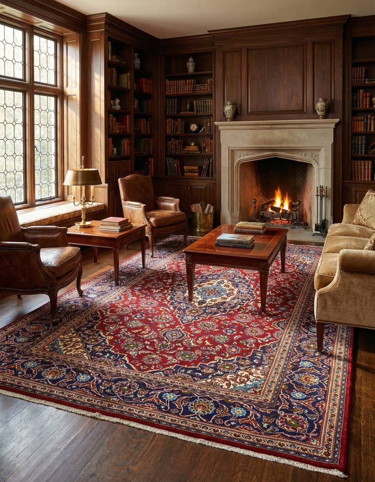 Detail image of 8' x 11' 8 Kashan Wool Rug